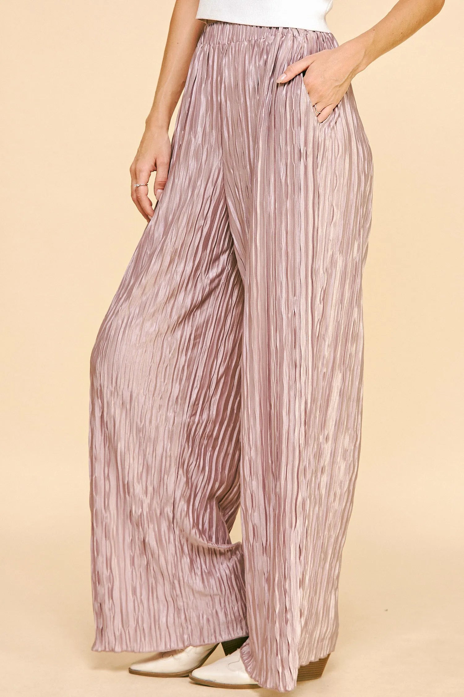 Davi & Dani Geo-pleated Elastic Waistband Pants - LoveNest Treasures
