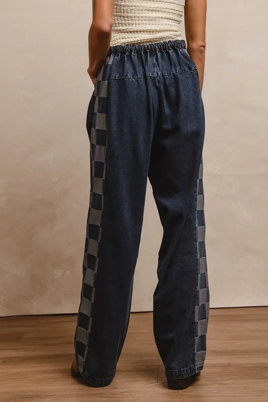 BiBi Washed Denim Mix And Match Long Pants - LoveNest Treasures