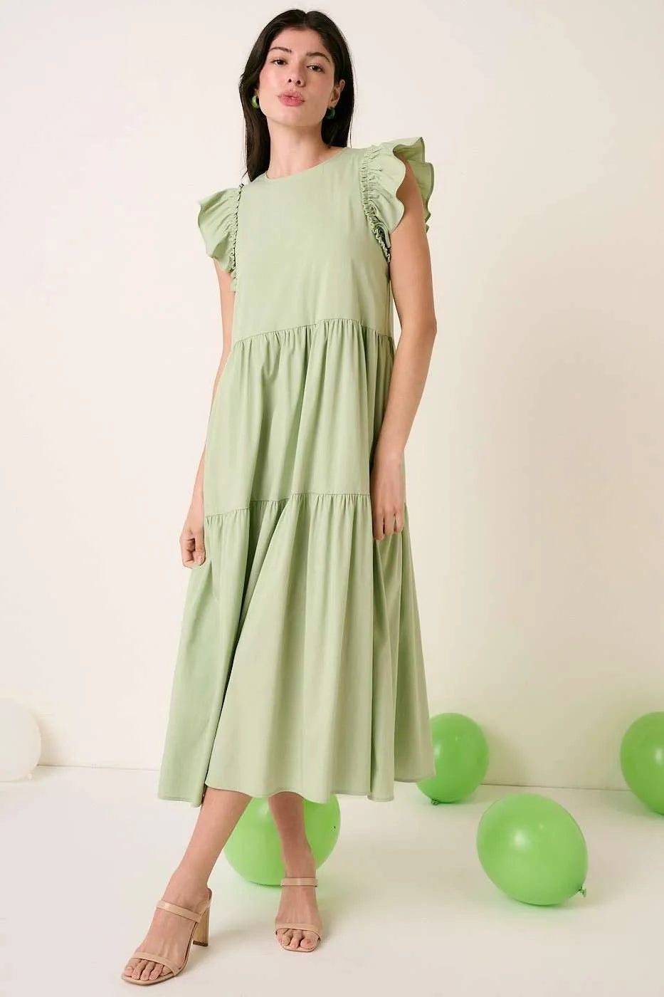 Mittoshop Ruffle Short Sleeve Tiered Maxi Dress - LoveNest Treasures