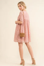 And The Why Woven Leopard Baby Doll Roll-Sleeve Casual Dress - LoveNest Treasures