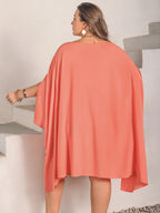 Plus Size Round Neck Batwing Sleeve Mini Dress - LoveNest Treasures