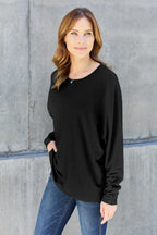 Double Take Full Size Round Neck Long Sleeve T-Shirt - LoveNest Treasures