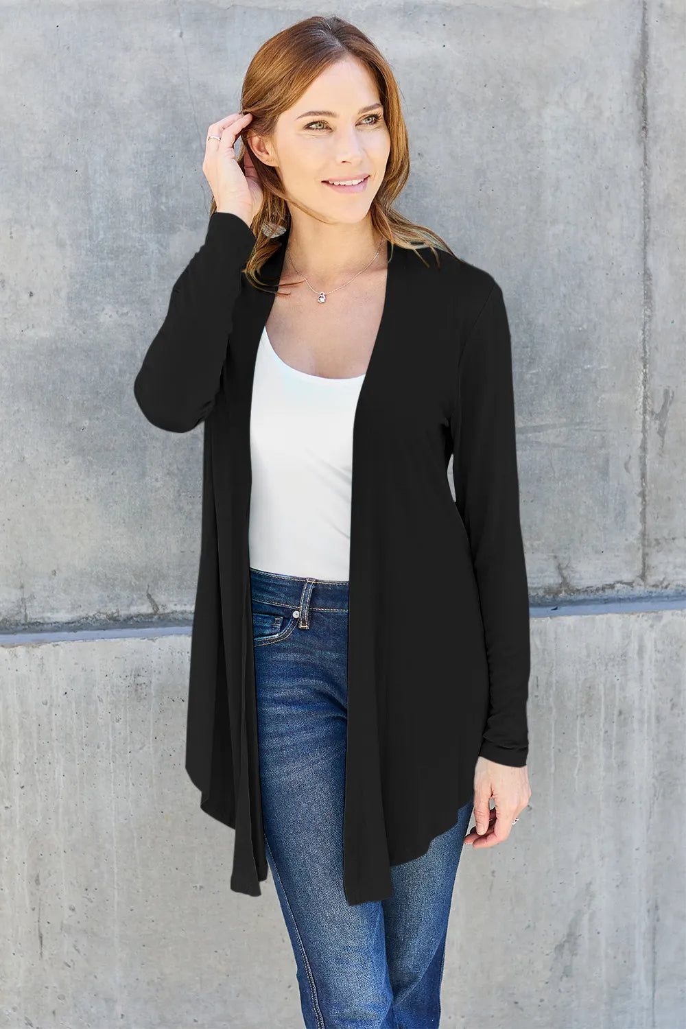 Basic Bae Full Size Open Front Long Sleeve Cardigan - LoveNest Treasures