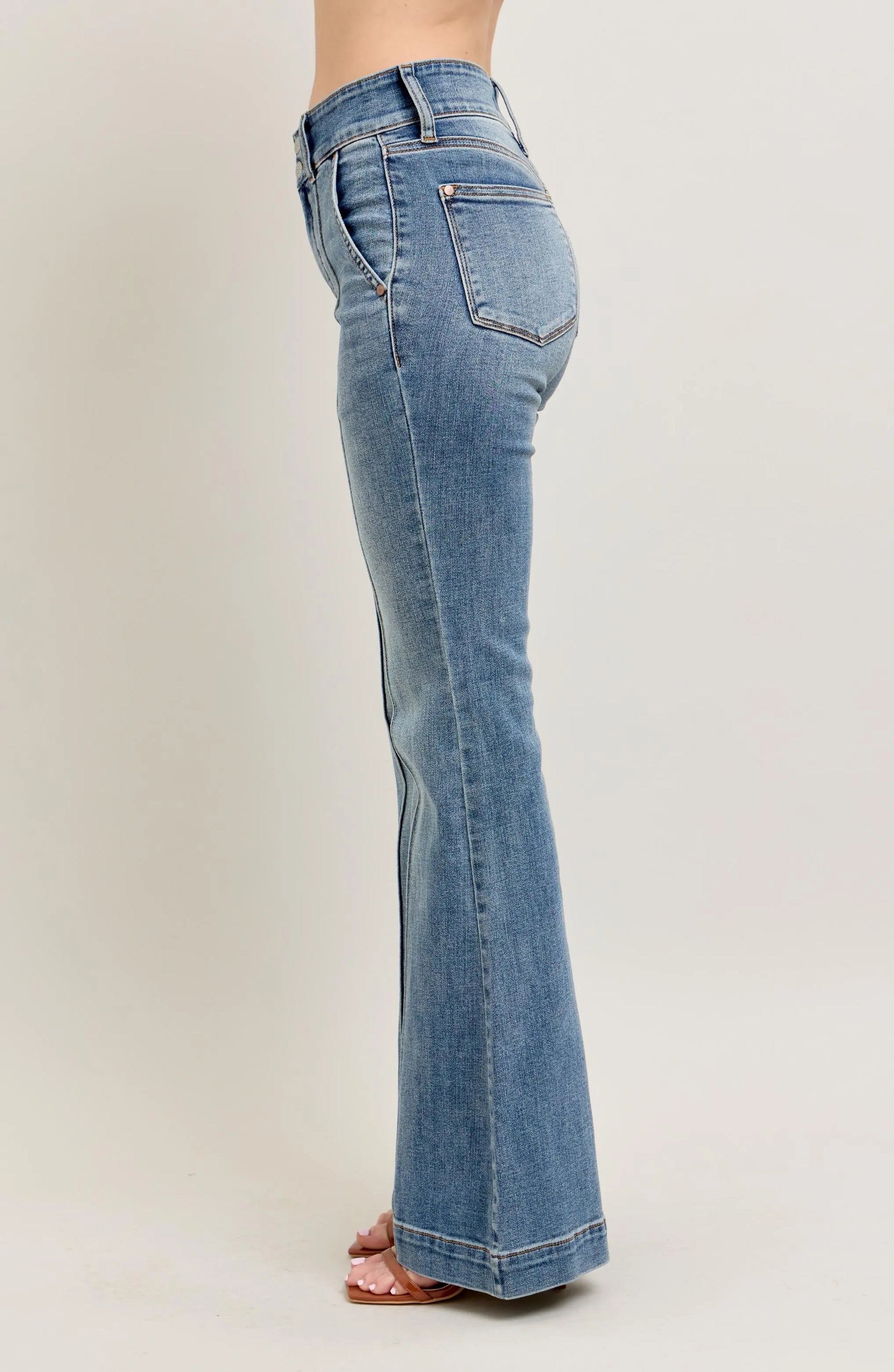Judy Blue Full Size High-Waist Flare Denim Jeans with Front Seam Detail Plus Size - LoveNest Treasures
