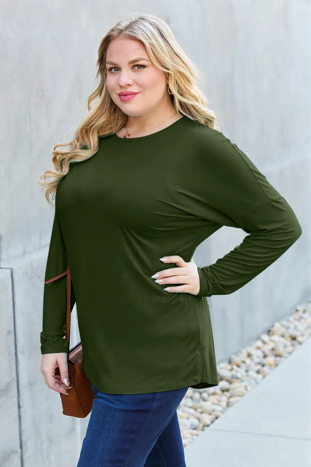 Basic Bae Full Size Round Neck Dropped Shoulder T-Shirt - LoveNest Treasures
