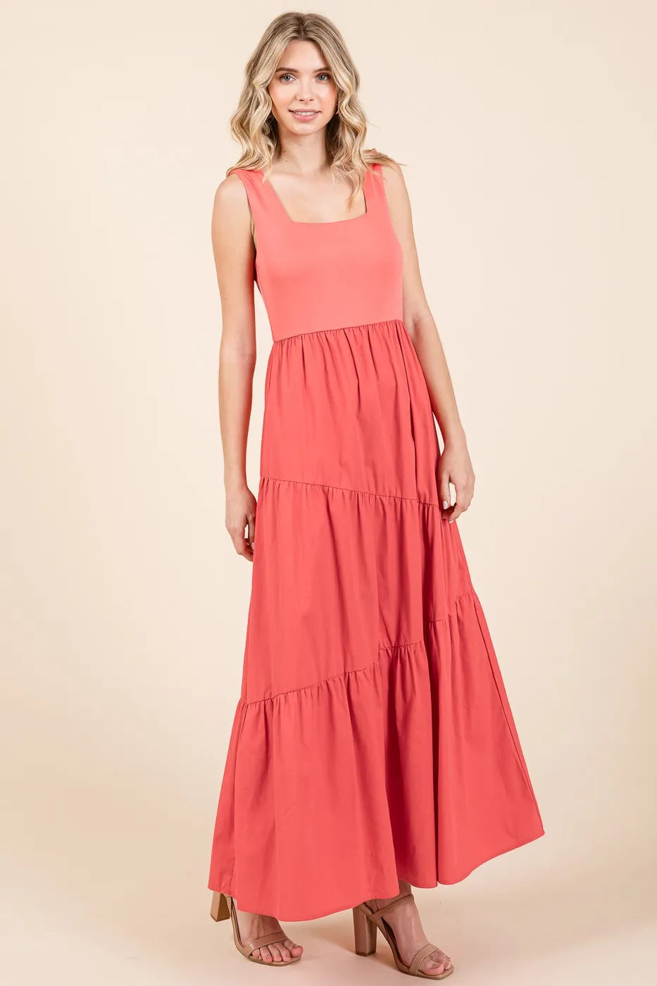 Mittoshop Mix Media Square Neck Maxi Dress - LoveNest Treasures