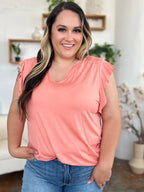 Basic Bae Full Size Bamboo Notched Ruffled Short Sleeve T-Shirt - LoveNest Treasures