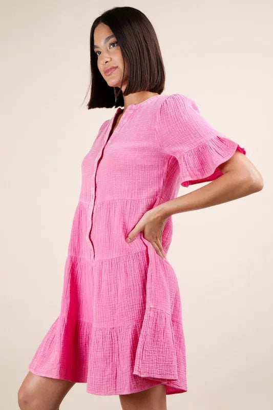 PerFee Plus Size Mineral Washed Woven Mini Dress - LoveNest Treasures