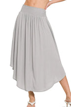 Zenana Woven Crinkle Smocked Waist Maxi Skirt W Pockets - LoveNest Treasures
