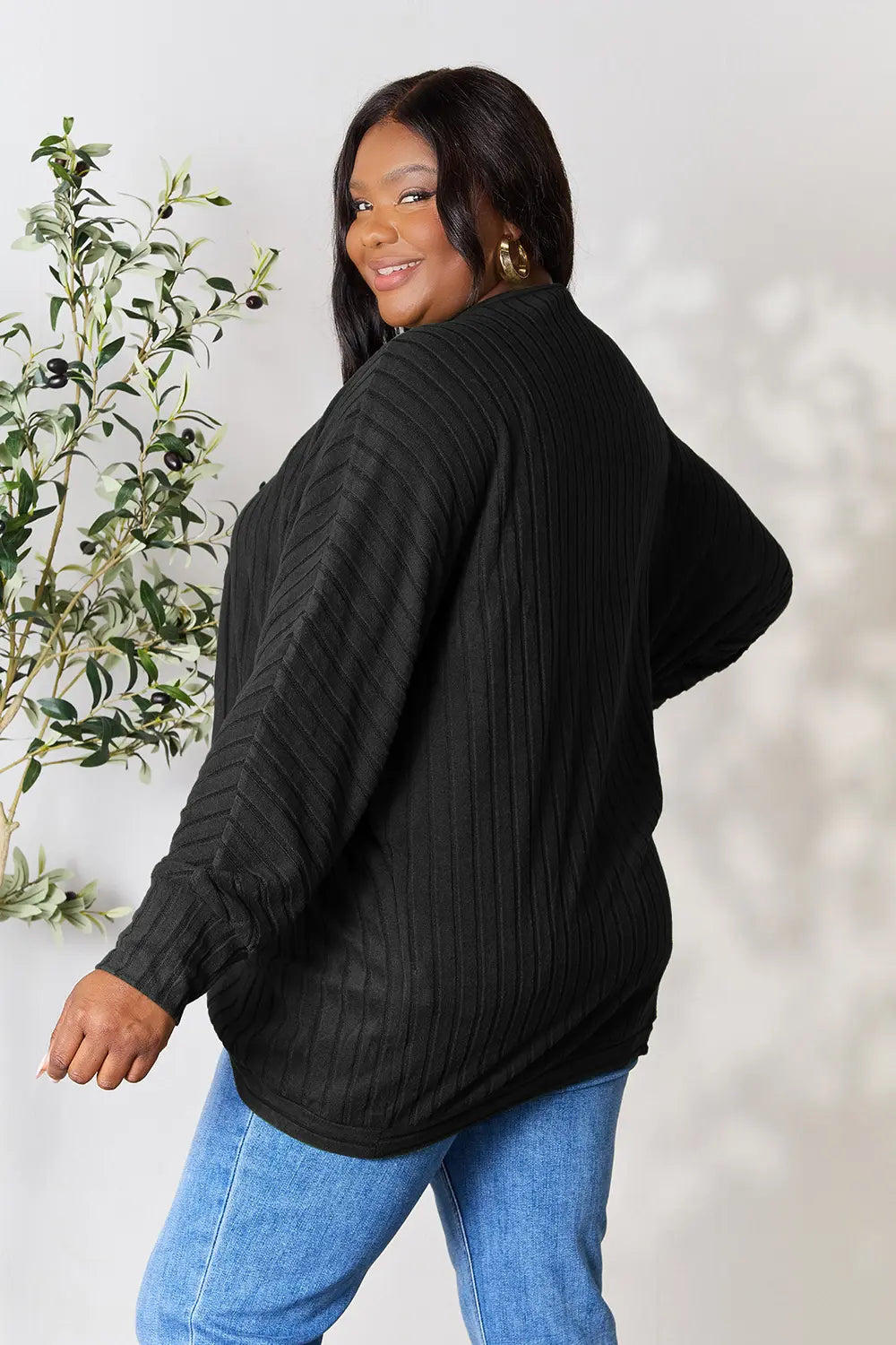 Basic Bae Full Size Ribbed Cocoon Cardigan - LoveNest Treasures