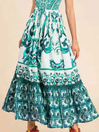 Full Size Printed Sweetheart Neck Maxi Cami Dress Plus Size - LoveNest Treasures