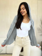 Culture Code Full Size Ribbed Zip Up Drawstring Hooded Jacket - LoveNest Treasures