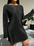 Honey Plus Size Lettuce Hem Round Neck Long Sleeve Dress - LoveNest Treasures
