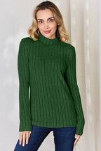 Basic Bae Full Size Ribbed Mock Neck Long Sleeve T-Shirt - LoveNest Treasures