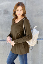 Basic Bae Full Size V-Neck Long Sleeve Top - LoveNest Treasures