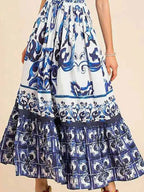 Full Size Printed Sweetheart Neck Maxi Cami Dress Plus Size - LoveNest Treasures