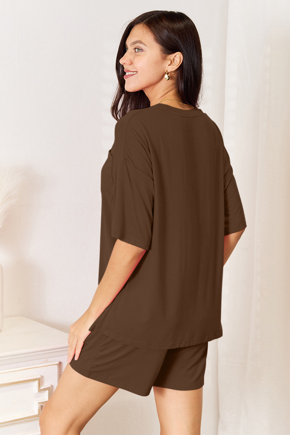 Basic Bae Full Size Soft Rayon Half Sleeve Top and Shorts Set - LoveNest Treasures