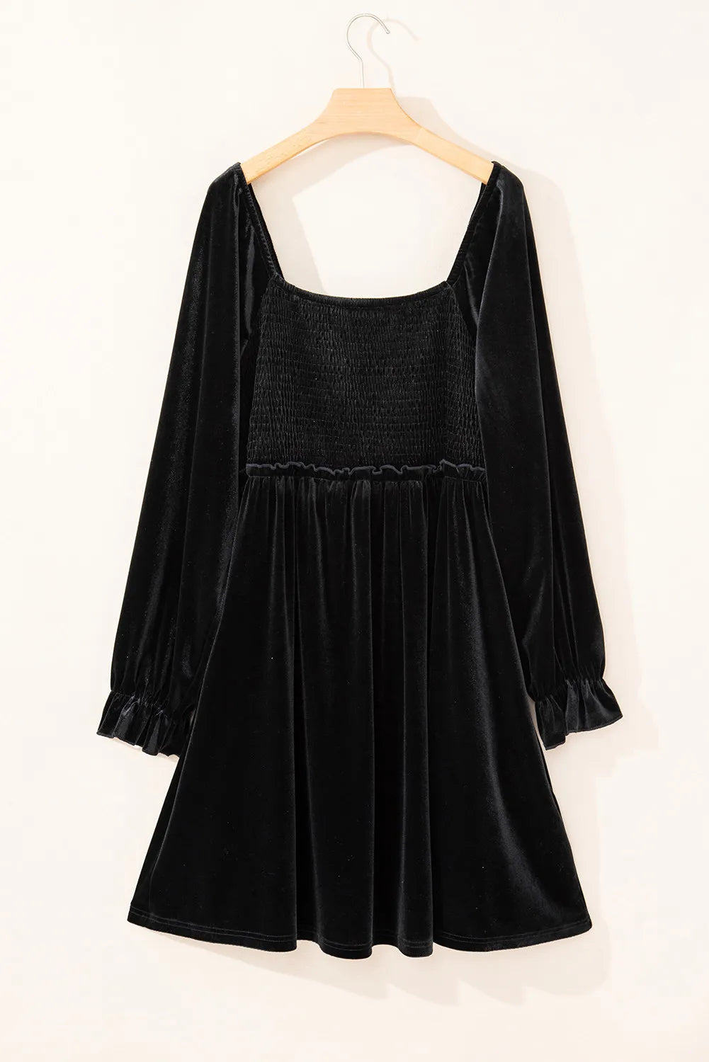 Plus Size Smocked Square Neck Long Sleeve Dress - LoveNest Treasures