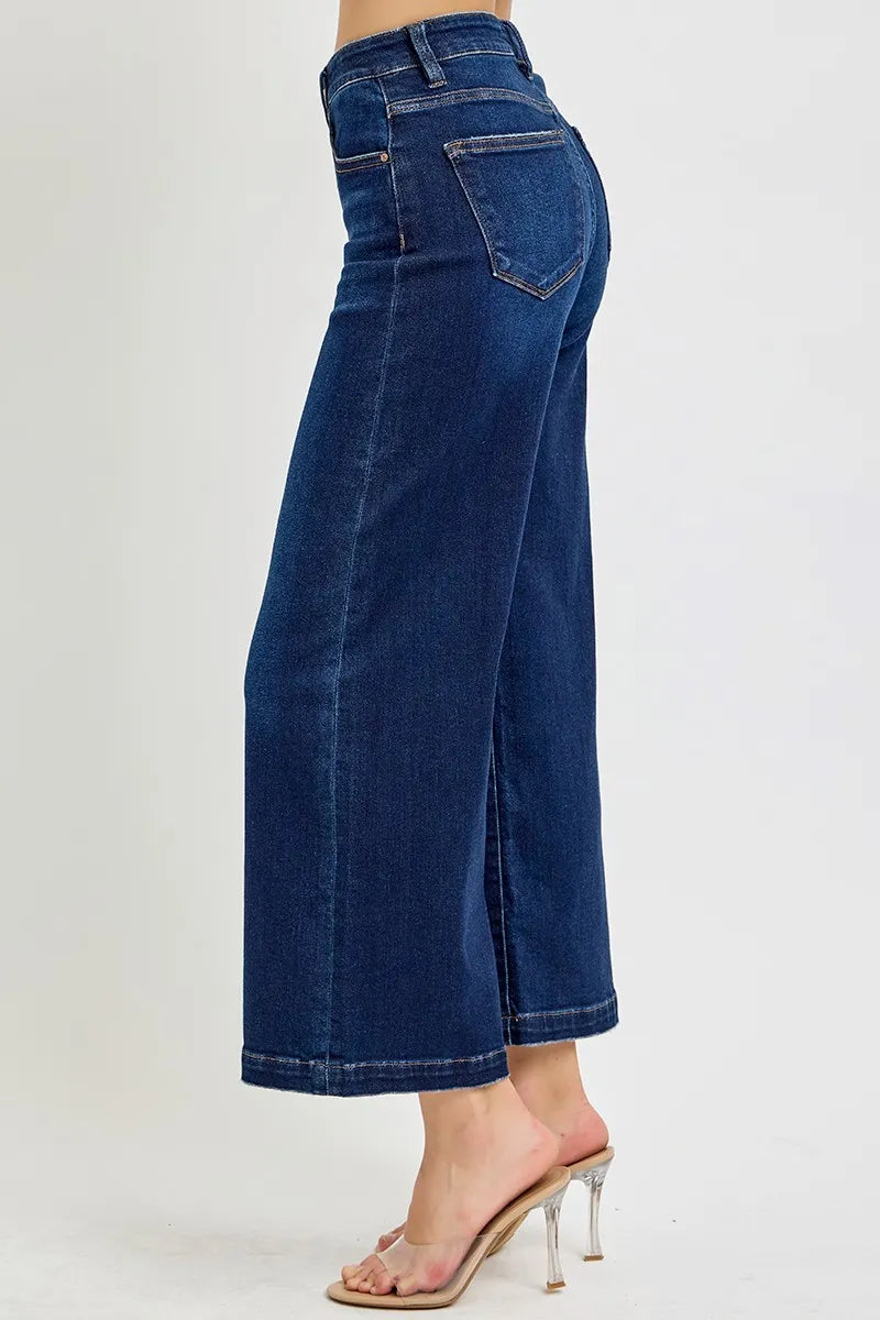 RISEN High Rise Crop Wide Jeans - LoveNest Treasures