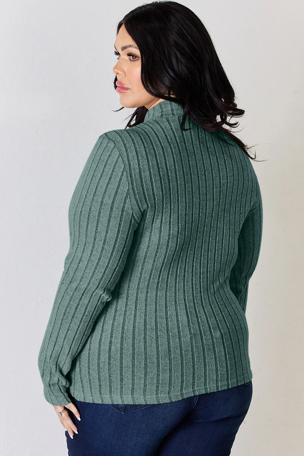 Basic Bae Full Size Ribbed Mock Neck Long Sleeve T-Shirt - LoveNest Treasures