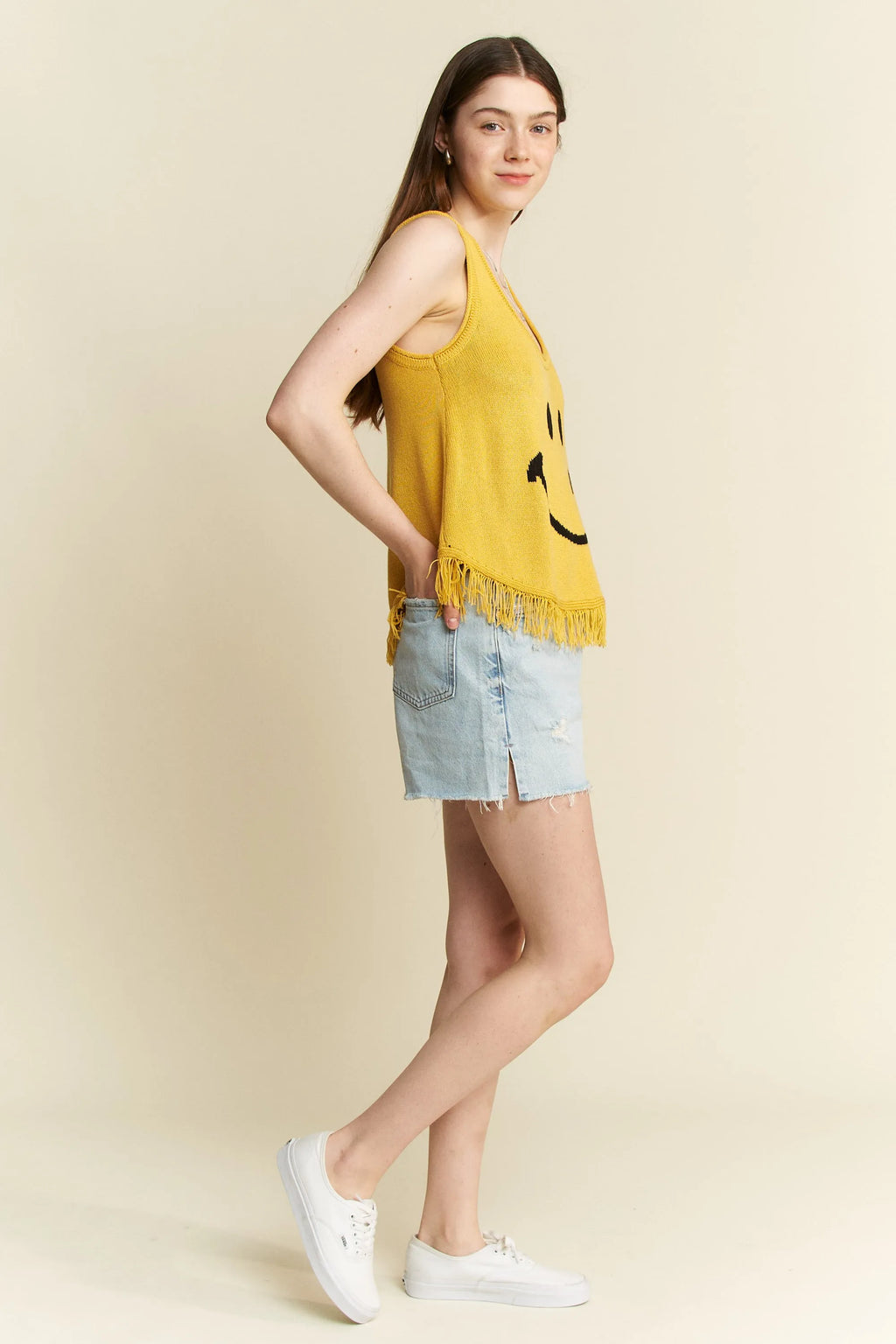 Jade By Jane Full Size Smiley Fringe Tank Top Plus Size - LoveNest Treasures