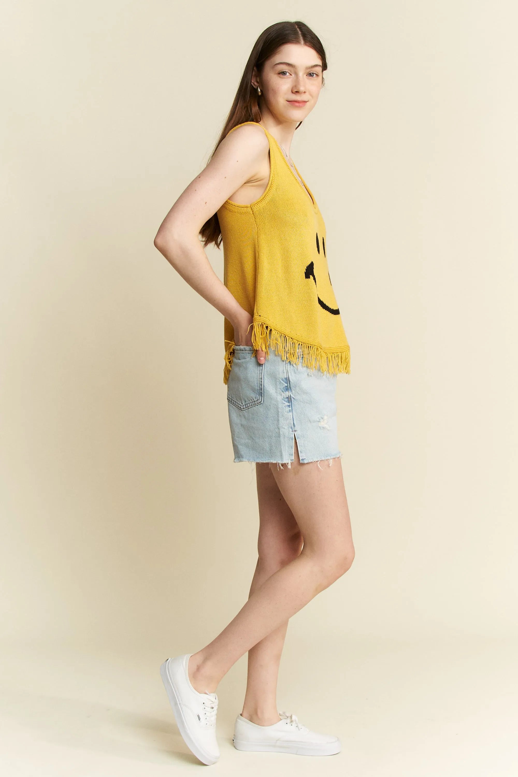 Jade By Jane Full Size Smiley Fringe Tank Top Plus Size - LoveNest Treasures