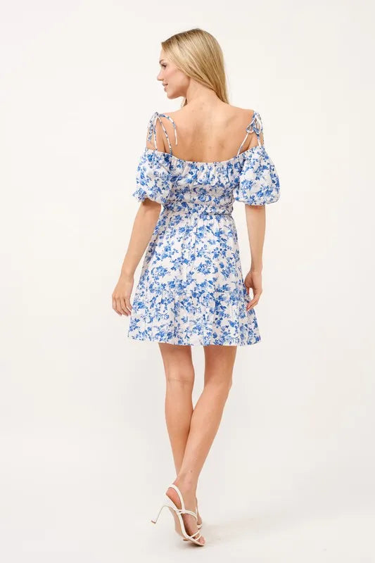 And The Why Off Shoulder Bubble Sleeve Dress - LoveNest Treasures