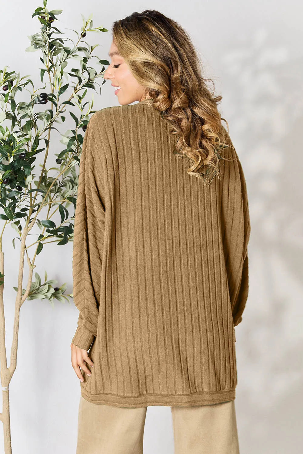 Basic Bae Full Size Ribbed Cocoon Cardigan - LoveNest Treasures