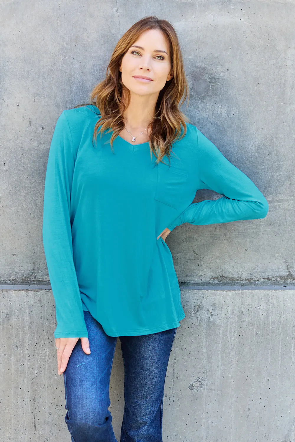 Basic Bae Full Size V-Neck Long Sleeve Top - LoveNest Treasures