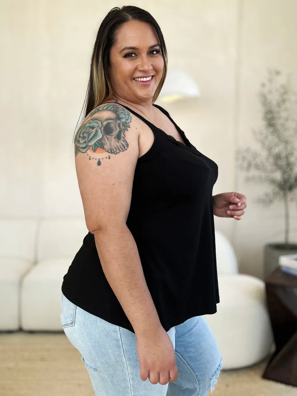 Basic Bae Full Size Lace Detail V-Neck Cutout Cami - LoveNest Treasures