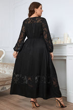 Honey Plus Size Embroidery Round Neck Long Sleeve Maxi Dress - LoveNest Treasures