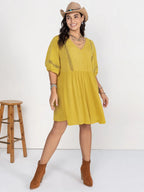 Plus Size Eyelet Swiss Dot Half Sleeve Mini Dress - LoveNest Treasures