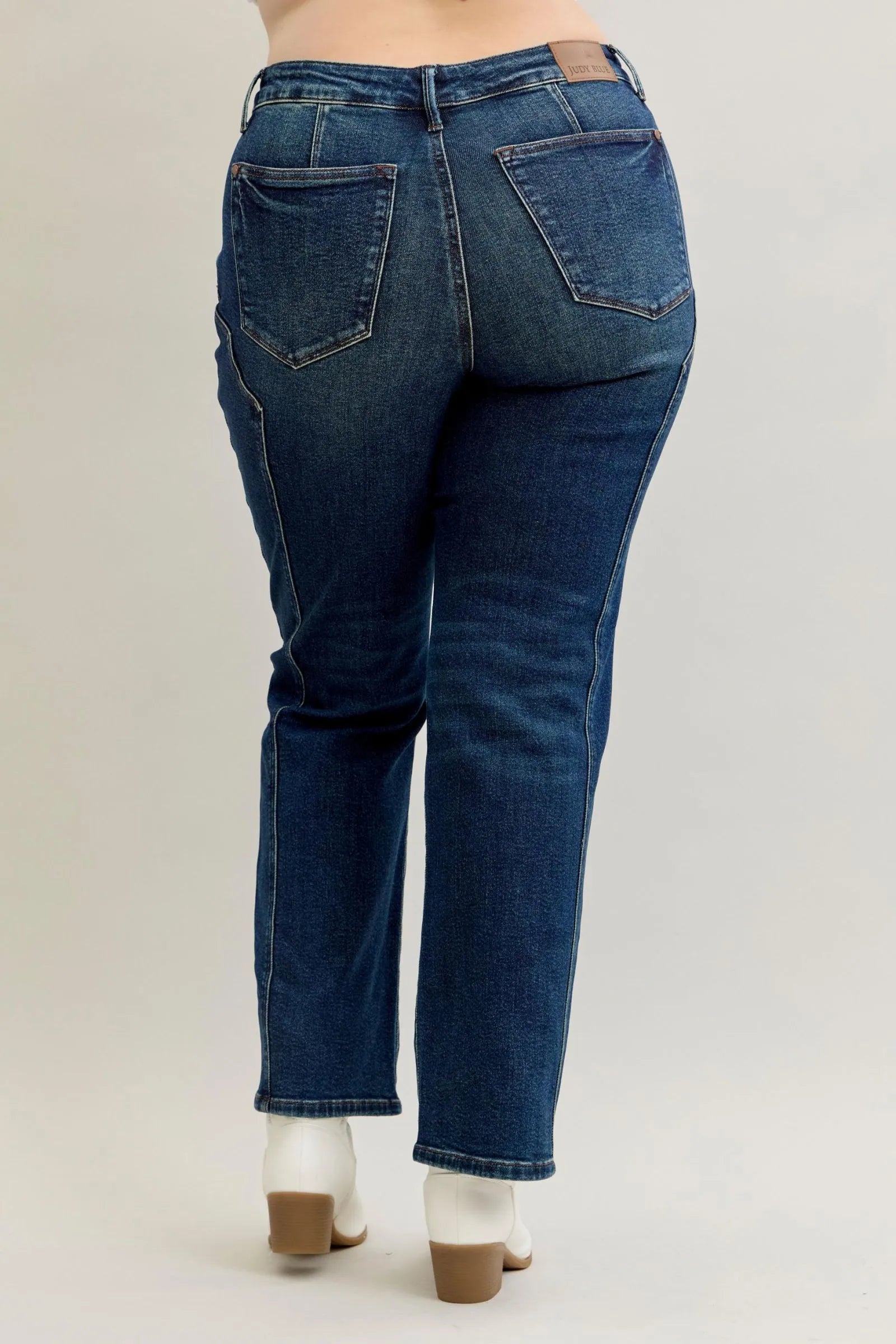 Judy Blue Full Size Seam Detail Straight Leg Jeans Plus Size - LoveNest Treasures