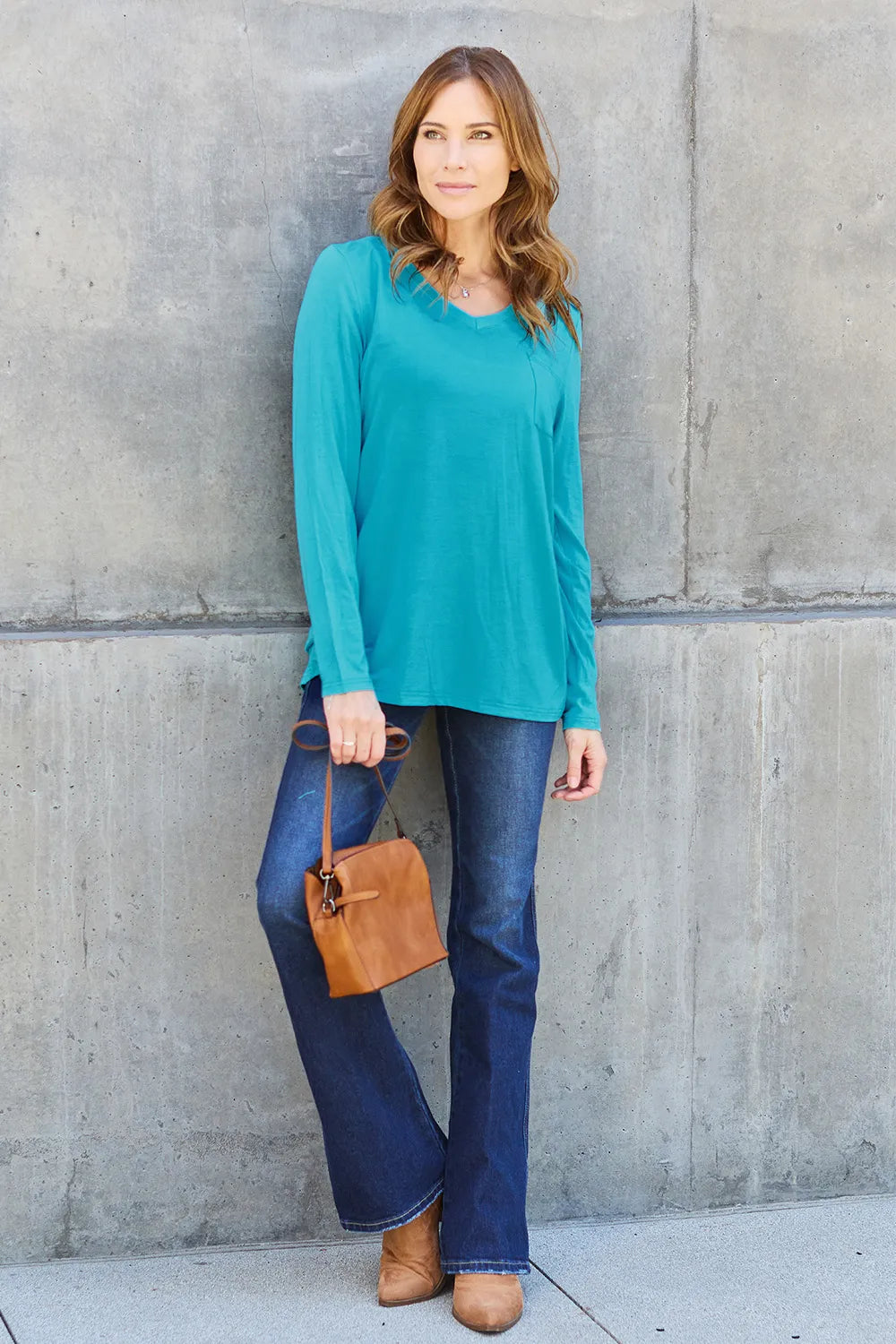 Basic Bae Full Size V-Neck Long Sleeve Top - LoveNest Treasures