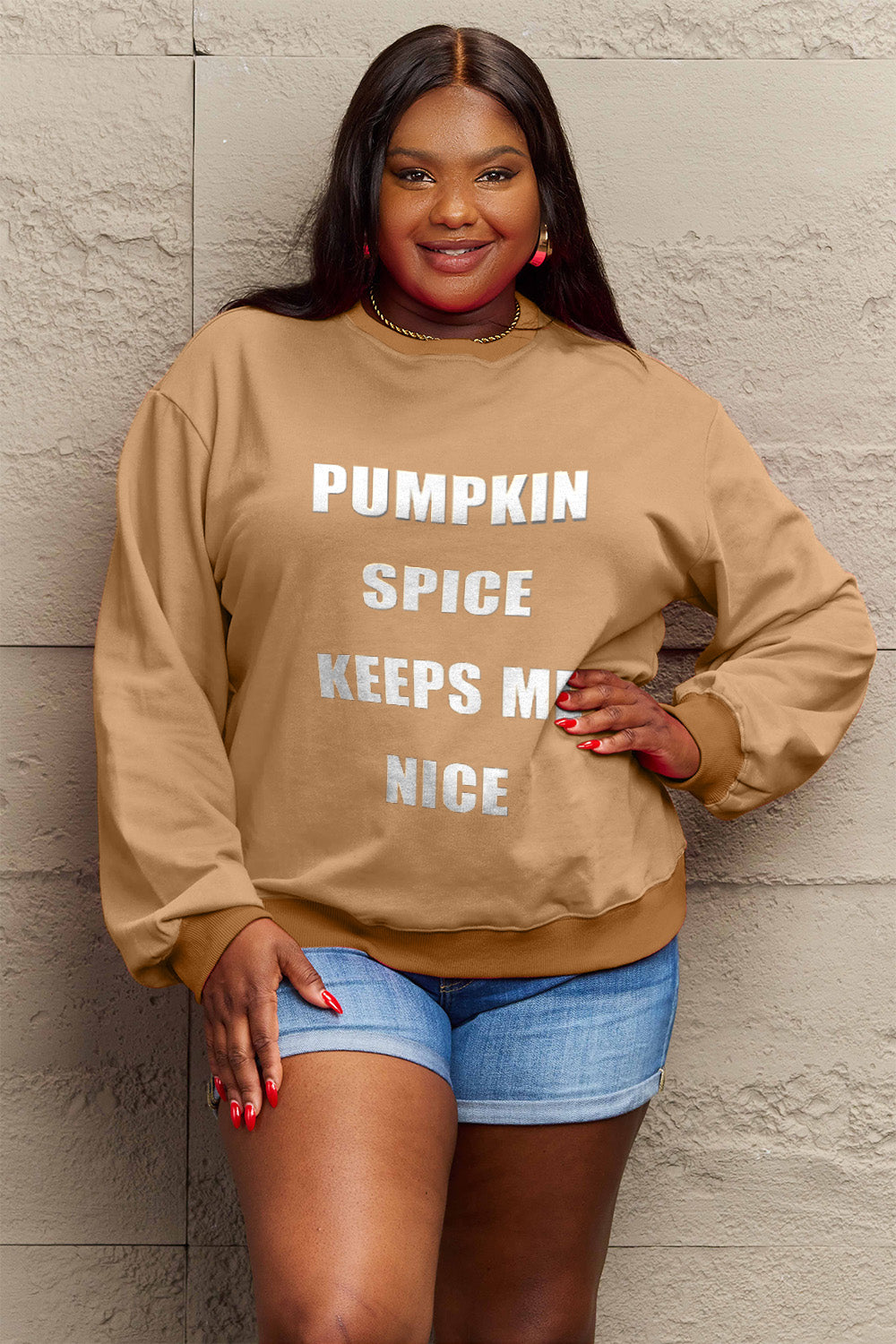 Simply Love Full Size Letter Graphic Sweatshirt - LoveNest Treasures