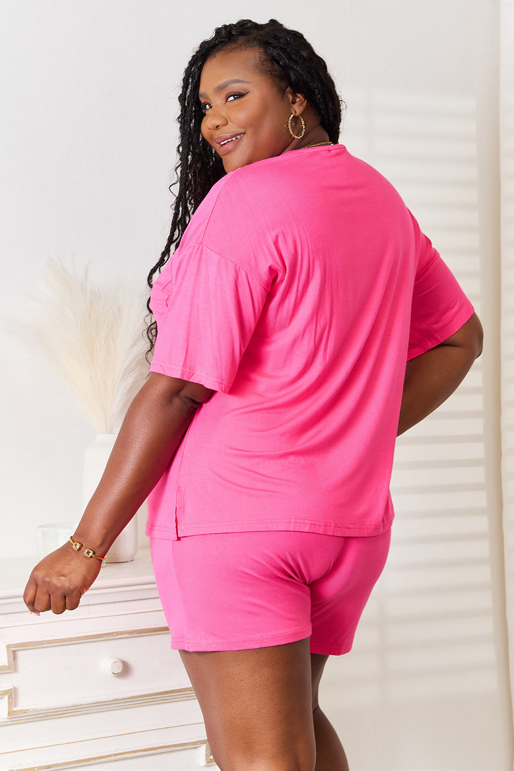 Basic Bae Full Size Soft Rayon Half Sleeve Top and Shorts Set - LoveNest Treasures