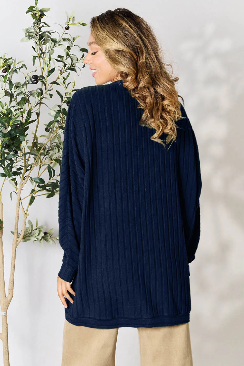 Basic Bae Full Size Ribbed Cocoon Cardigan - LoveNest Treasures