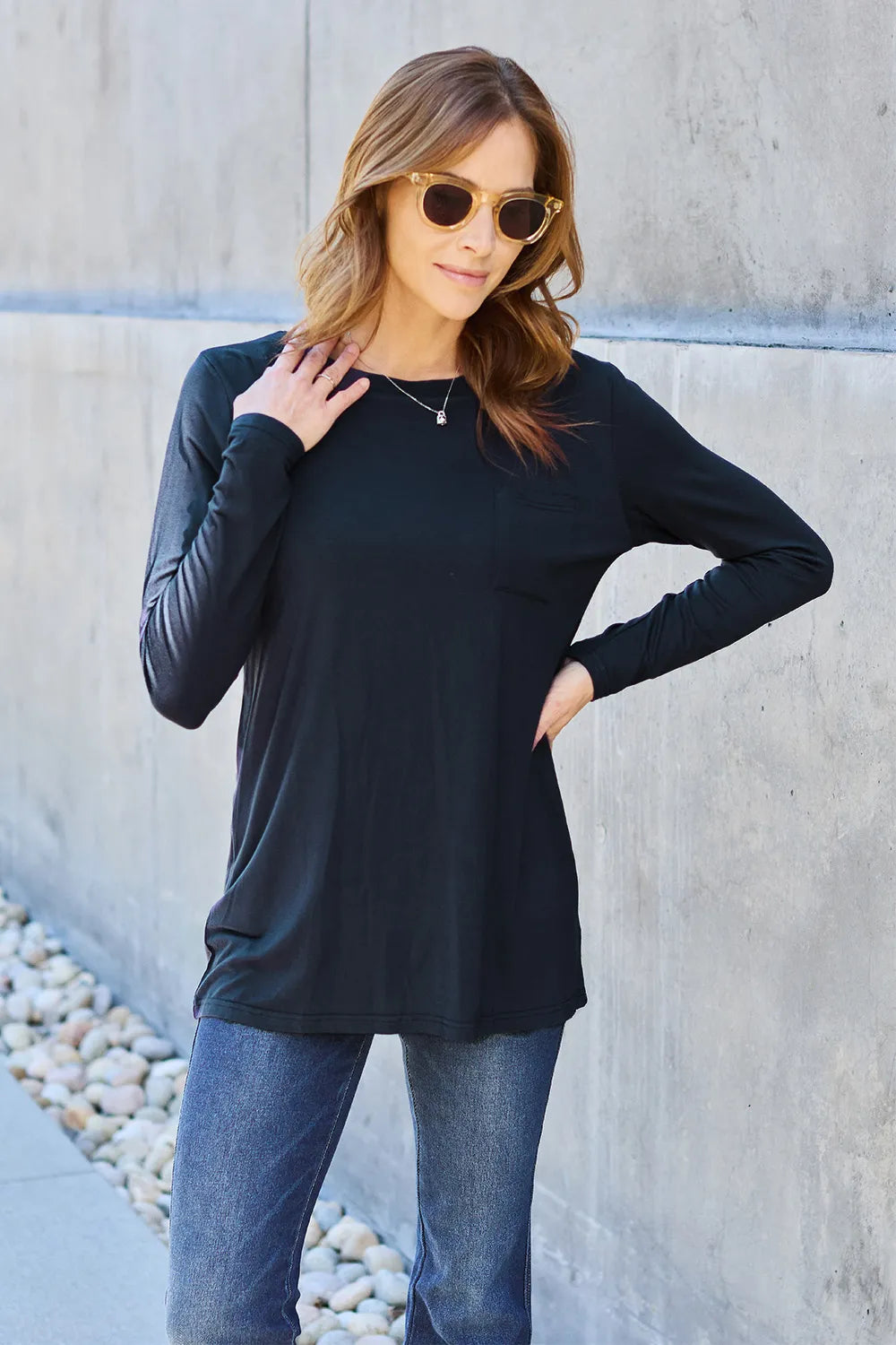 Basic Bae Full Size Round Neck Long Sleeve Top - LoveNest Treasures
