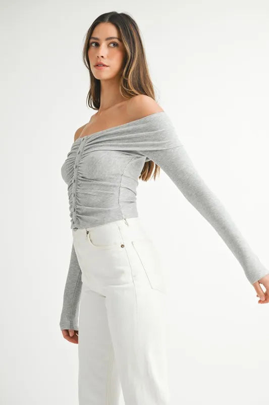 MABLE Off-Shoulder Long Sleeve T-Shirt - LoveNest Treasures