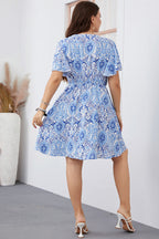 Honey Plus Size Surplice Neck Flutter Sleeve Dress - LoveNest Treasures