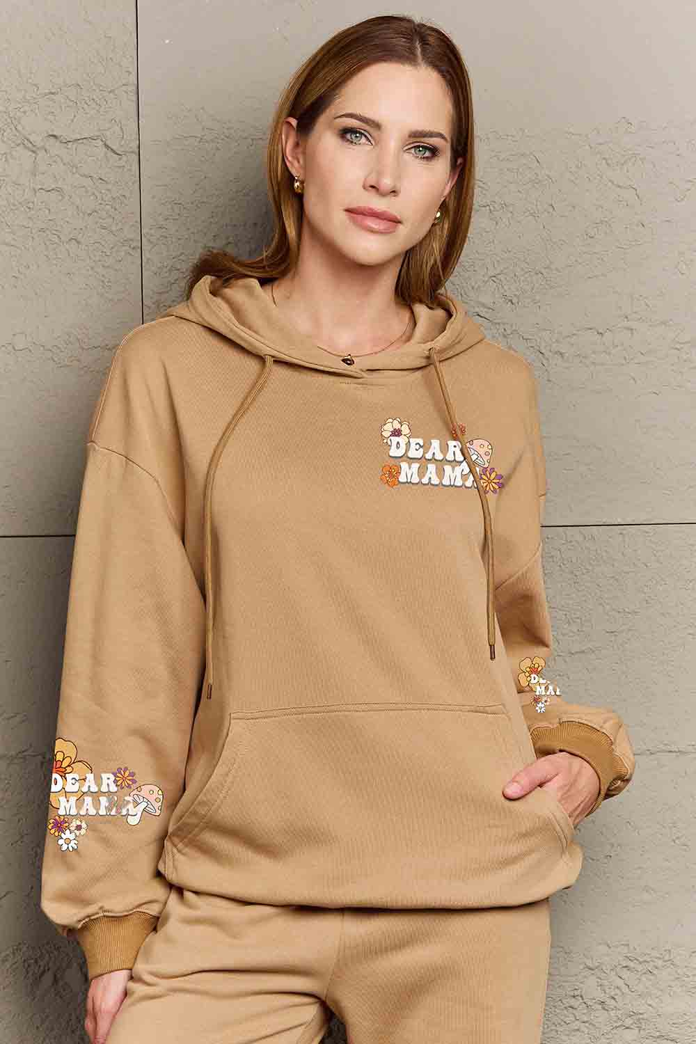 Simply Love Simply Love Full Size DEAR MAMA Flower Graphic Hoodie - LoveNest Treasures