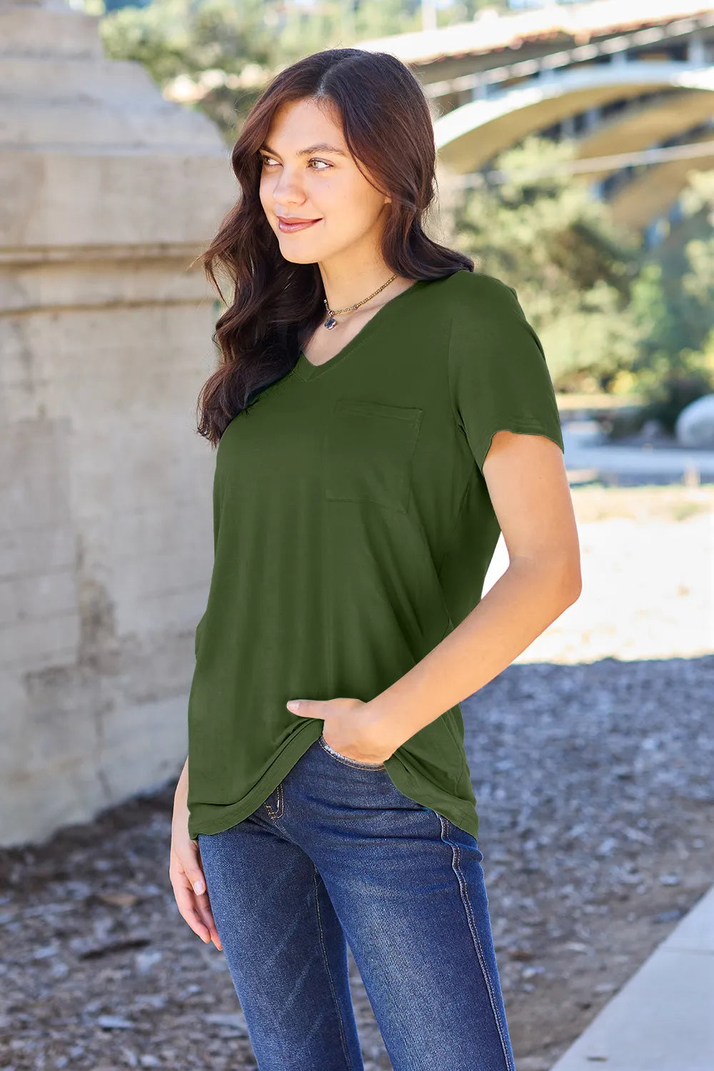 Basic Bae Full Size V-Neck Short Sleeve T-Shirt - LoveNest Treasures