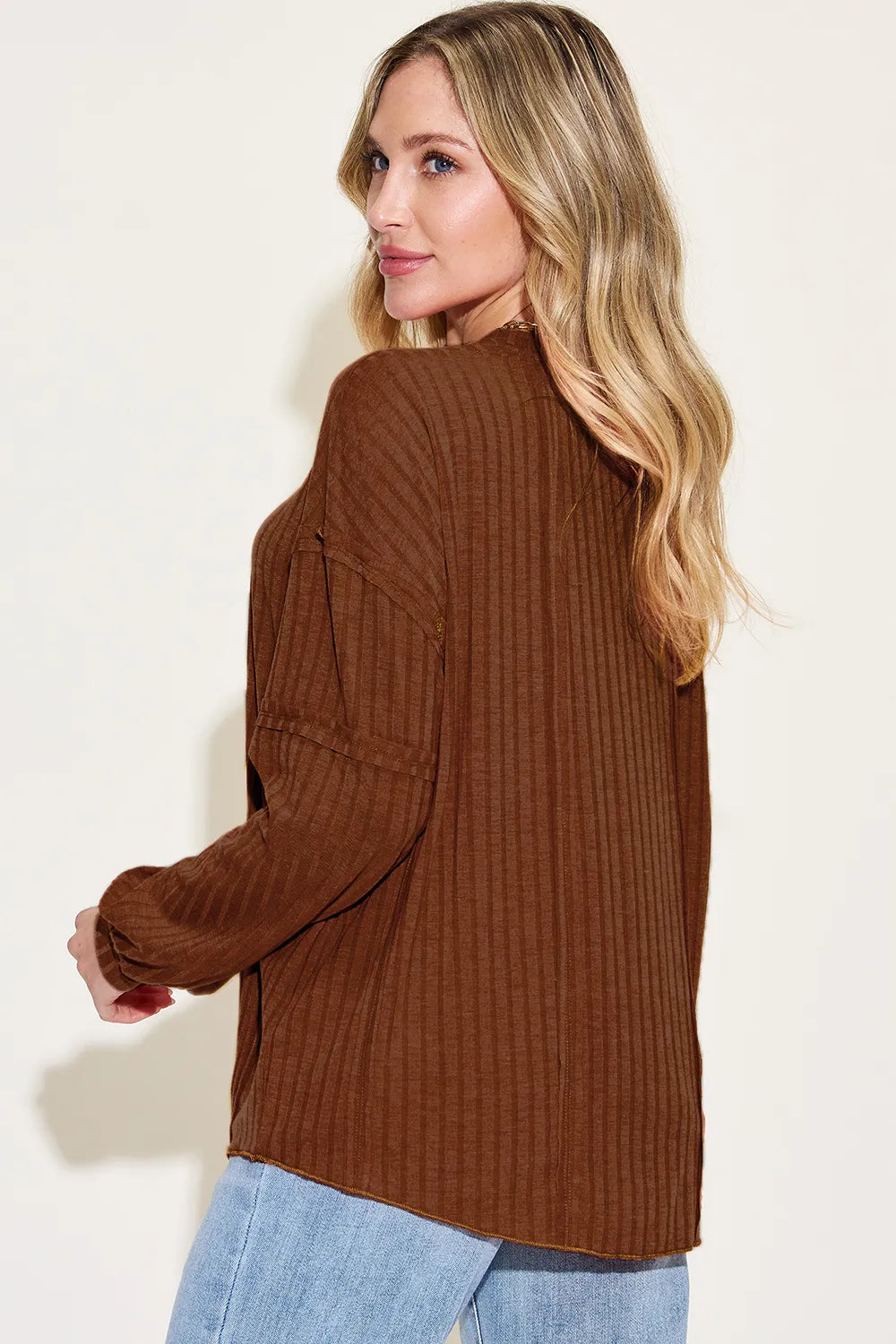 Basic Bae Full Size Ribbed Round Neck Long Sleeve T-Shirt - LoveNest Treasures