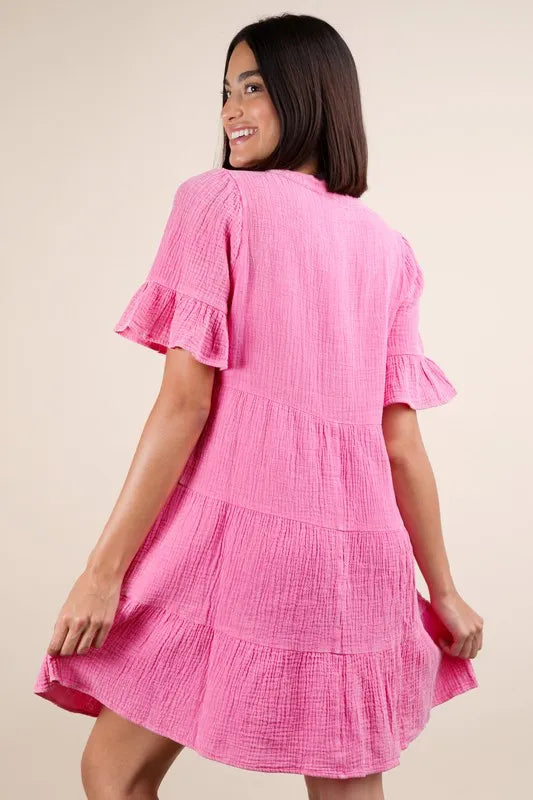 PerFee Plus Size Mineral Washed Woven Mini Dress - LoveNest Treasures