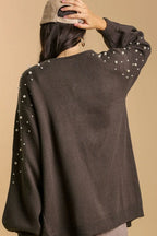 Umgee Full Size Open Front Cardigan with Long Sleeve Pearl Details Plus Size - LoveNest Treasures