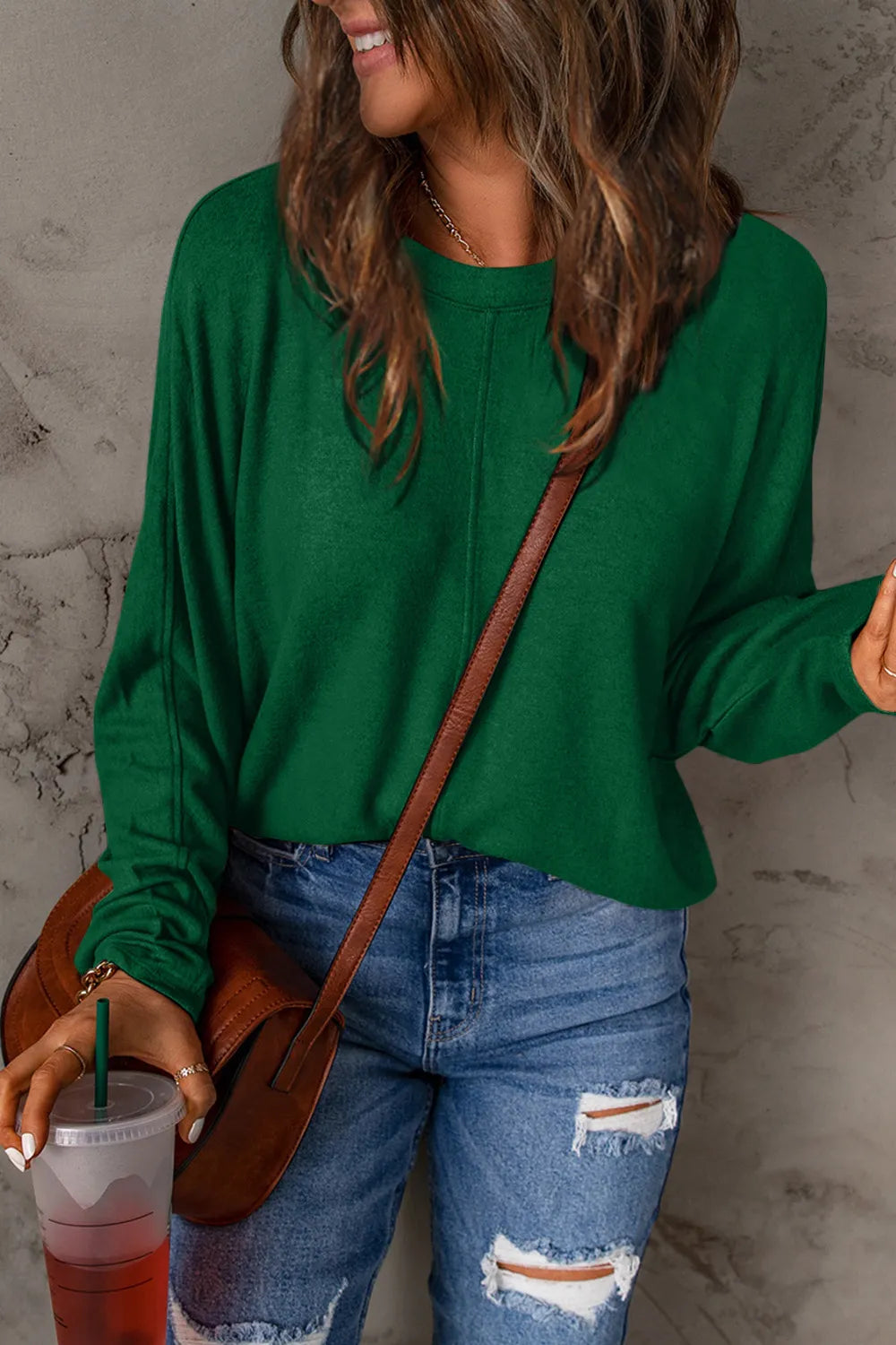 Double Take Full Size Round Neck Long Sleeve T-Shirt - LoveNest Treasures