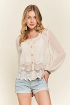 ADORA Button Down Embroidered Blouse - LoveNest Treasures