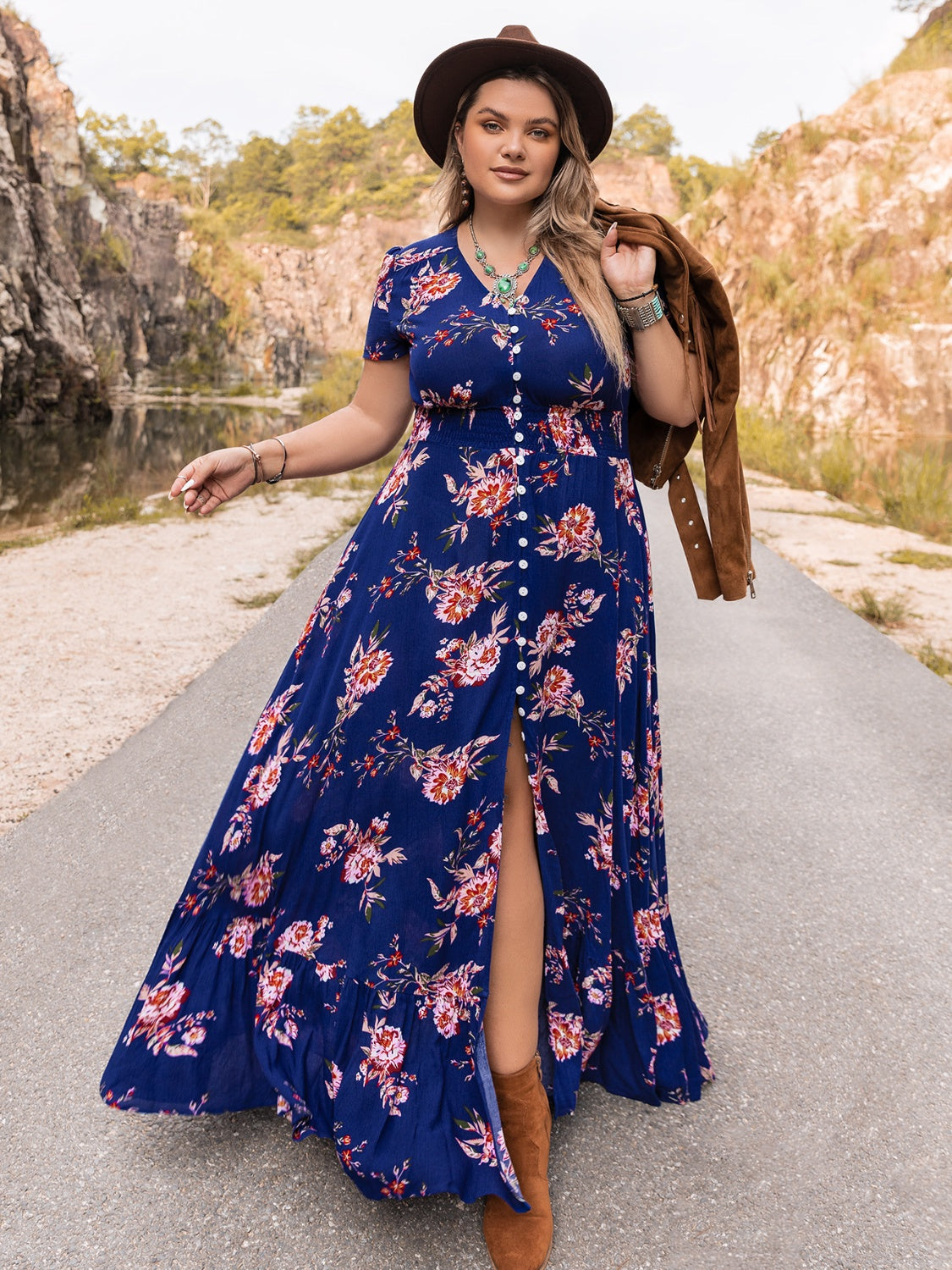 Plus Size V-Neck Maxi Dress - LoveNest Treasures