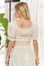 ADORA Lace Smocked Waist Peasant Top - LoveNest Treasures