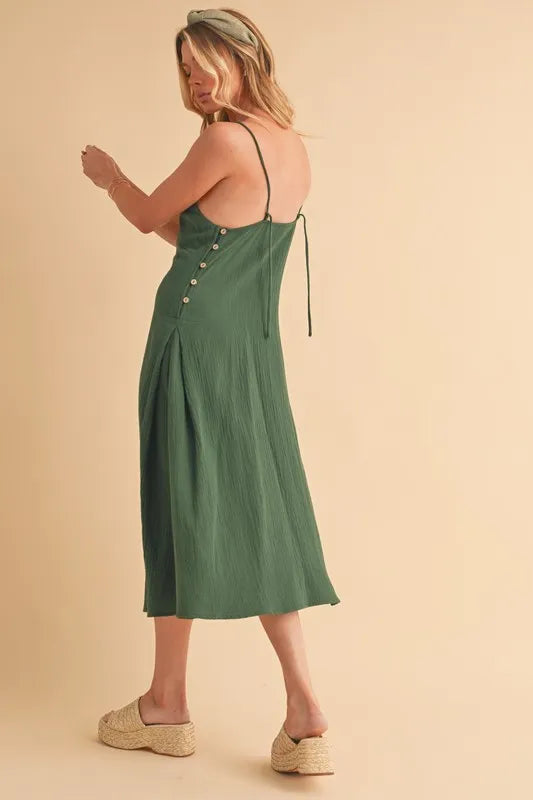 Aemi+Co Side Button Midi Cami Dress - LoveNest Treasures